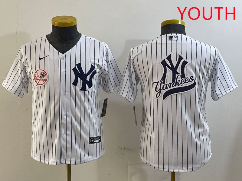 Youth New York Yankees Blank White Stripe Game 2025 Nike MLB Jersey style 21